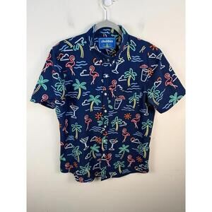 Chubbies Blue Neon Lights Performance Short Sleeve Vacation Medium‎